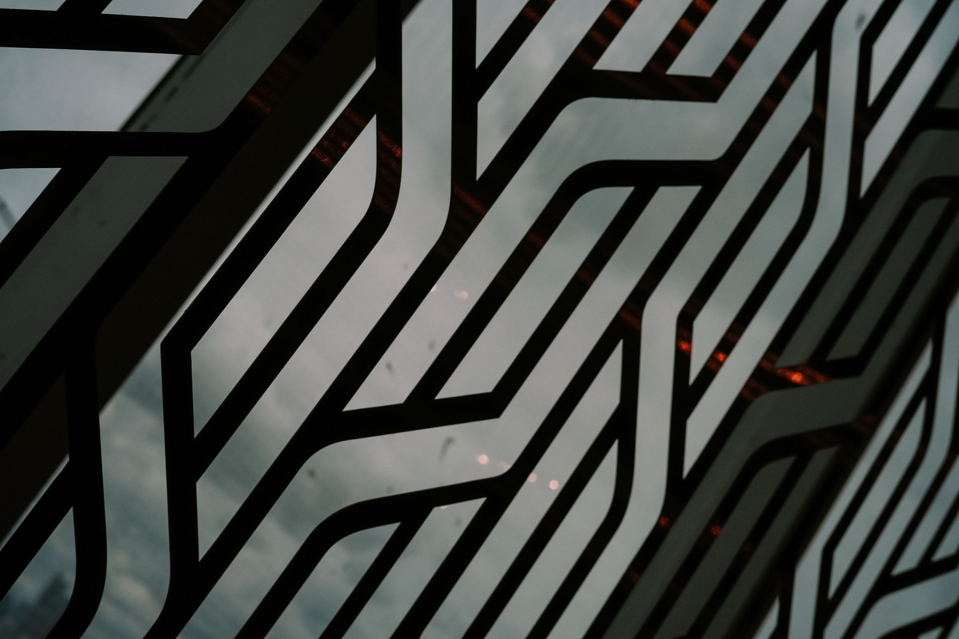 Abstract geometrical design pattern of decorative metal grille element